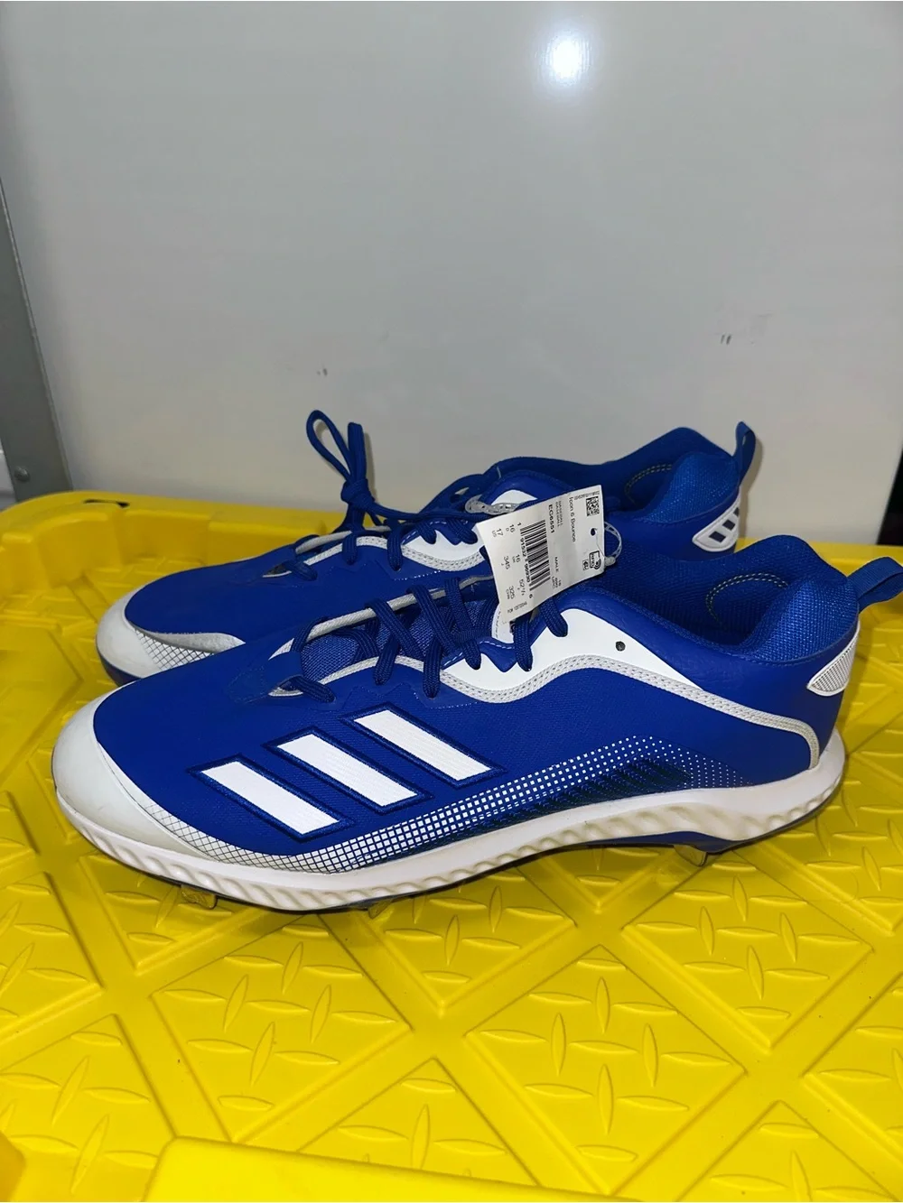 NEW!! Adidas Icon 6 Bounce Men's Metal Baseball Cleats - Blue/White - Size 17